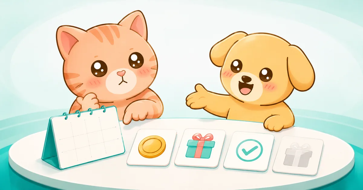 最新キャンペーンを確認するねこやんとポッチ